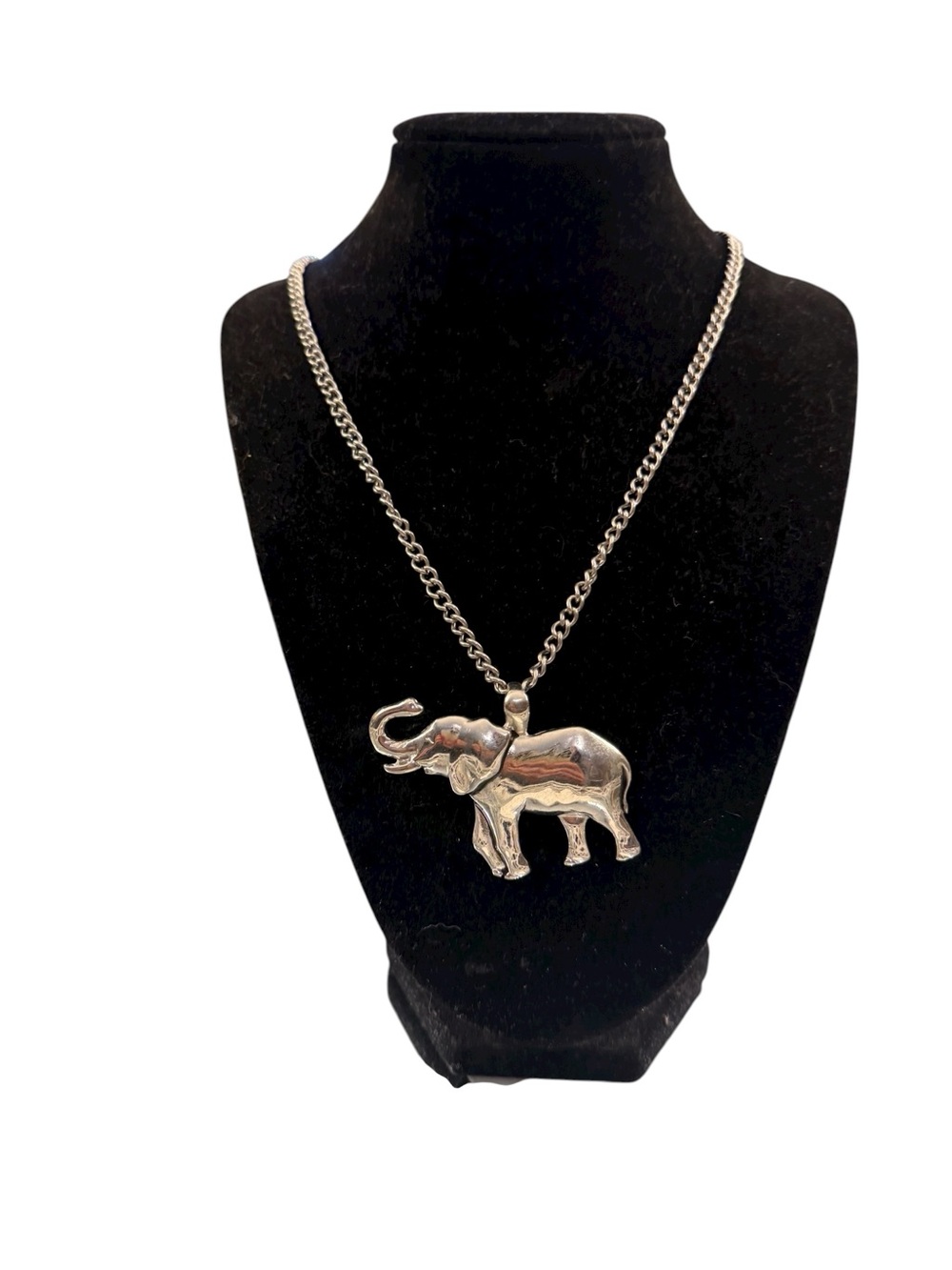 Silvertone Elephant Pendant Necklace - Women Jewelry